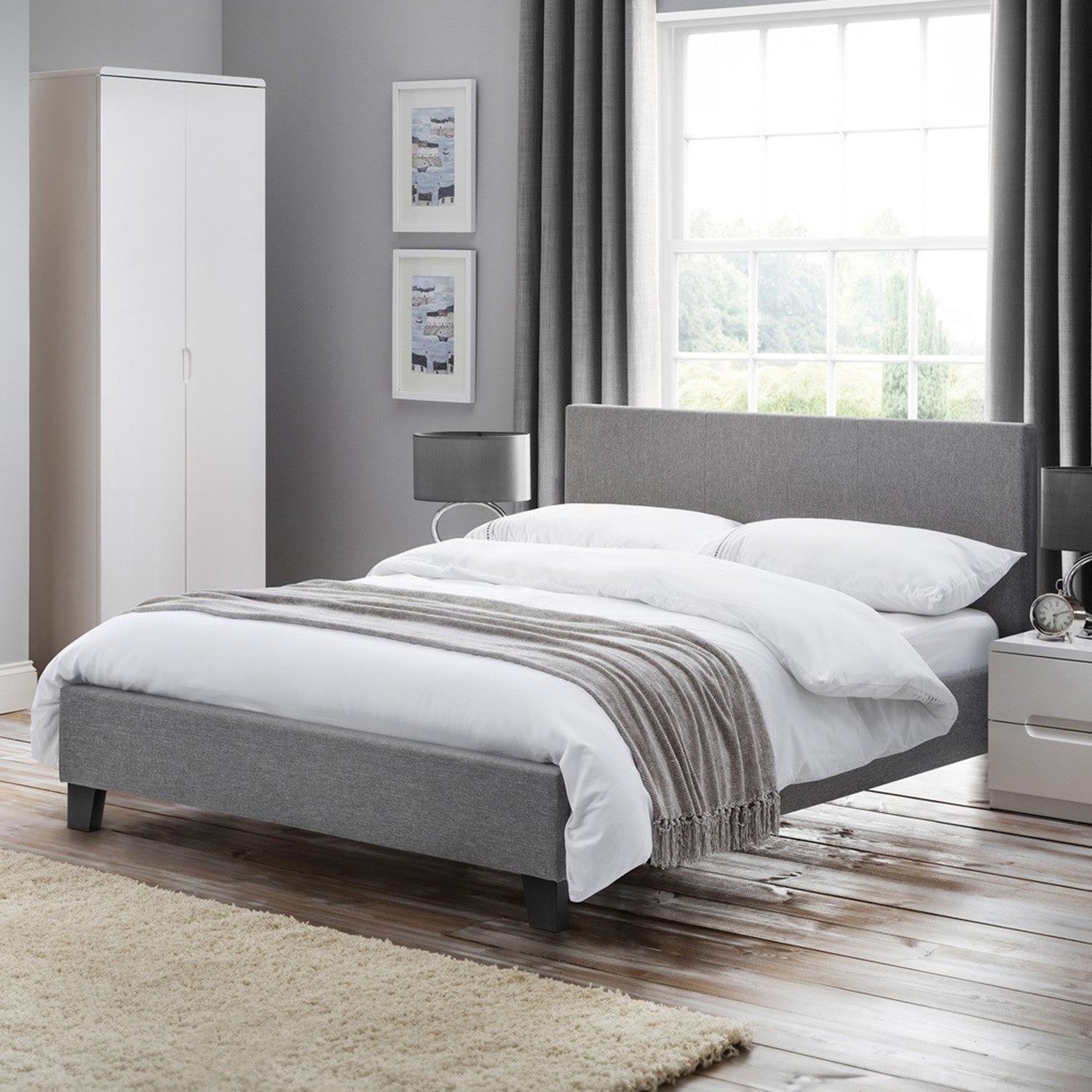 Read more about Grey linen double bed frame rialto julian bowen